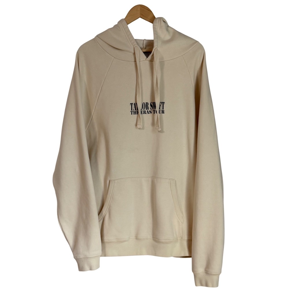 Taylor Swift The Eras Tour Hoodie Sweatshirt Womens Size L Beige Graphic Concert